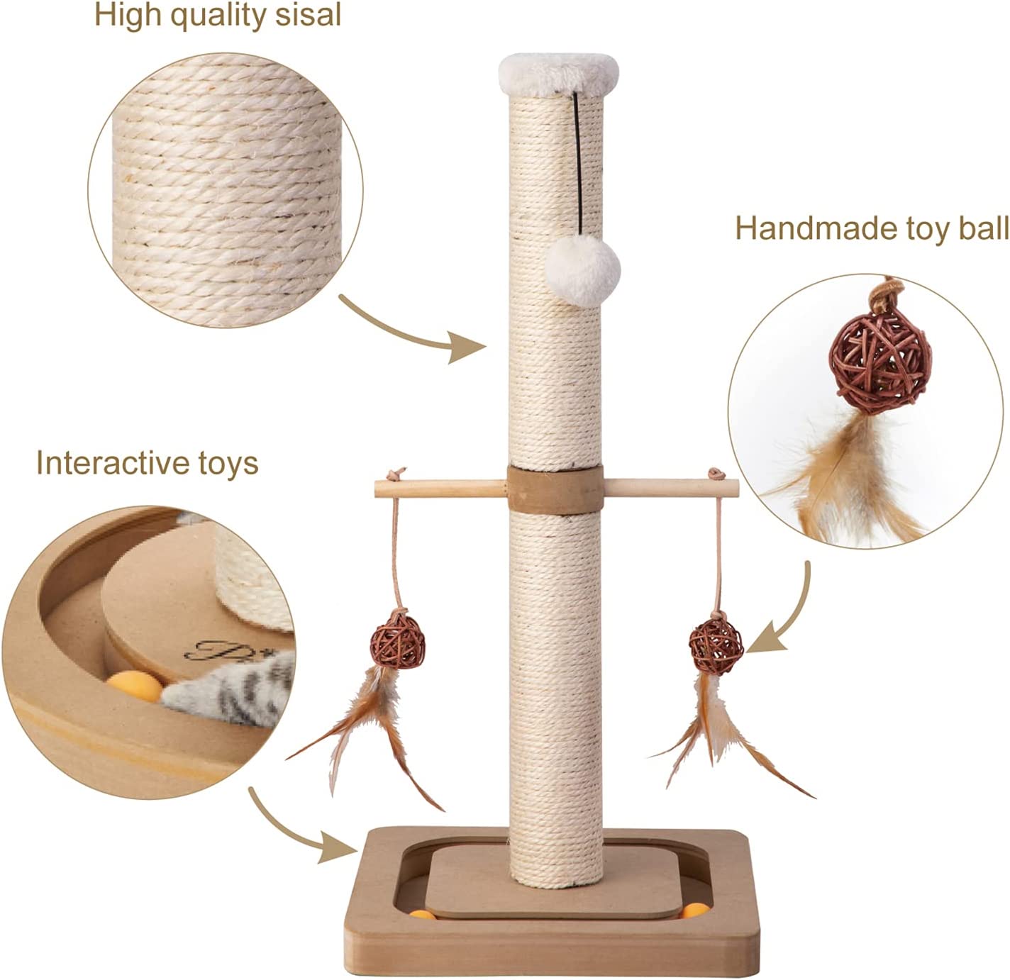 PEEKAB Cat Scratching Post Premium Sisal Toll Scratch