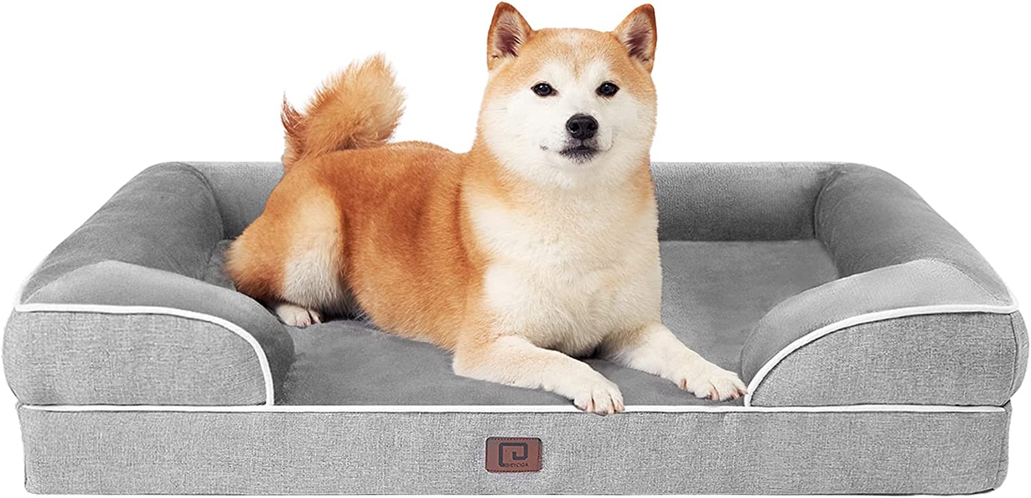 EHEYCIGA Memory Foam Large Dog Bed with Sides,