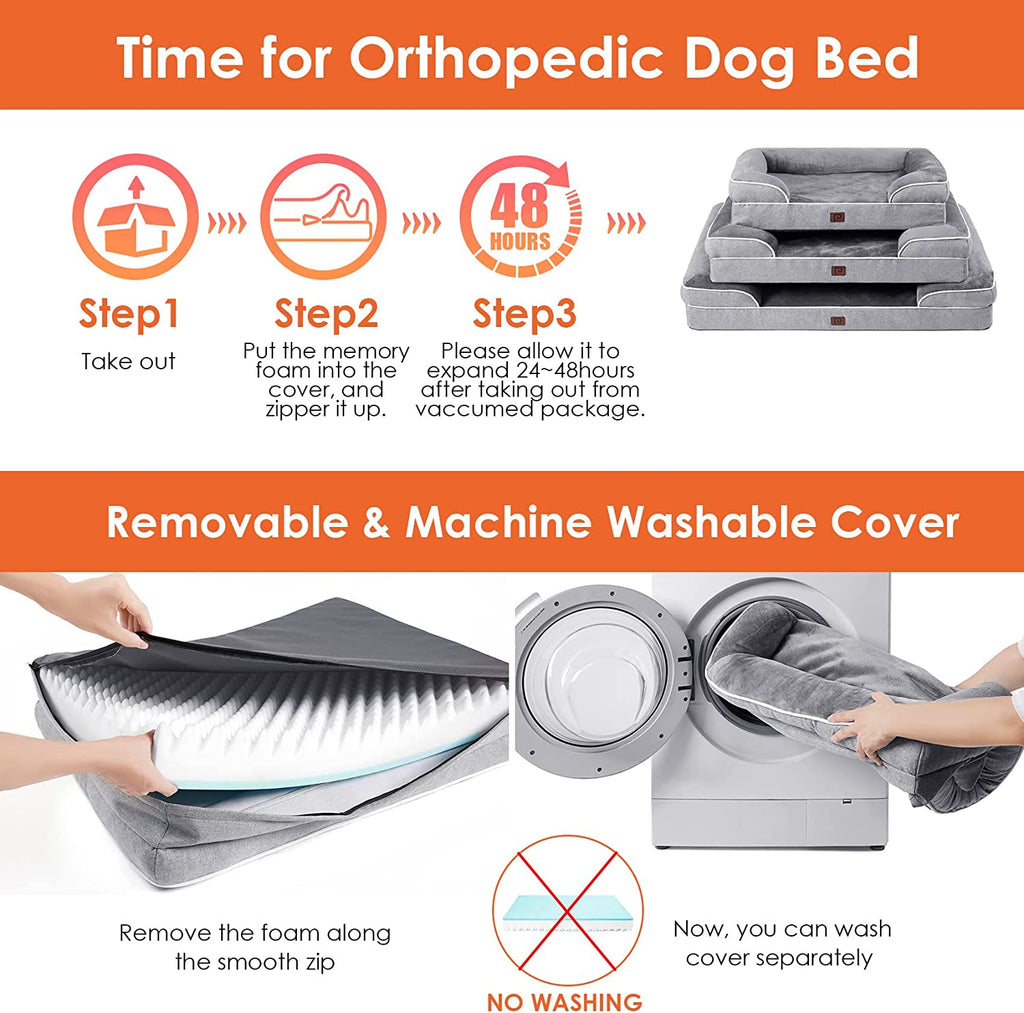 EHEYCIGA Memory Foam Large Dog Bed with Sides,