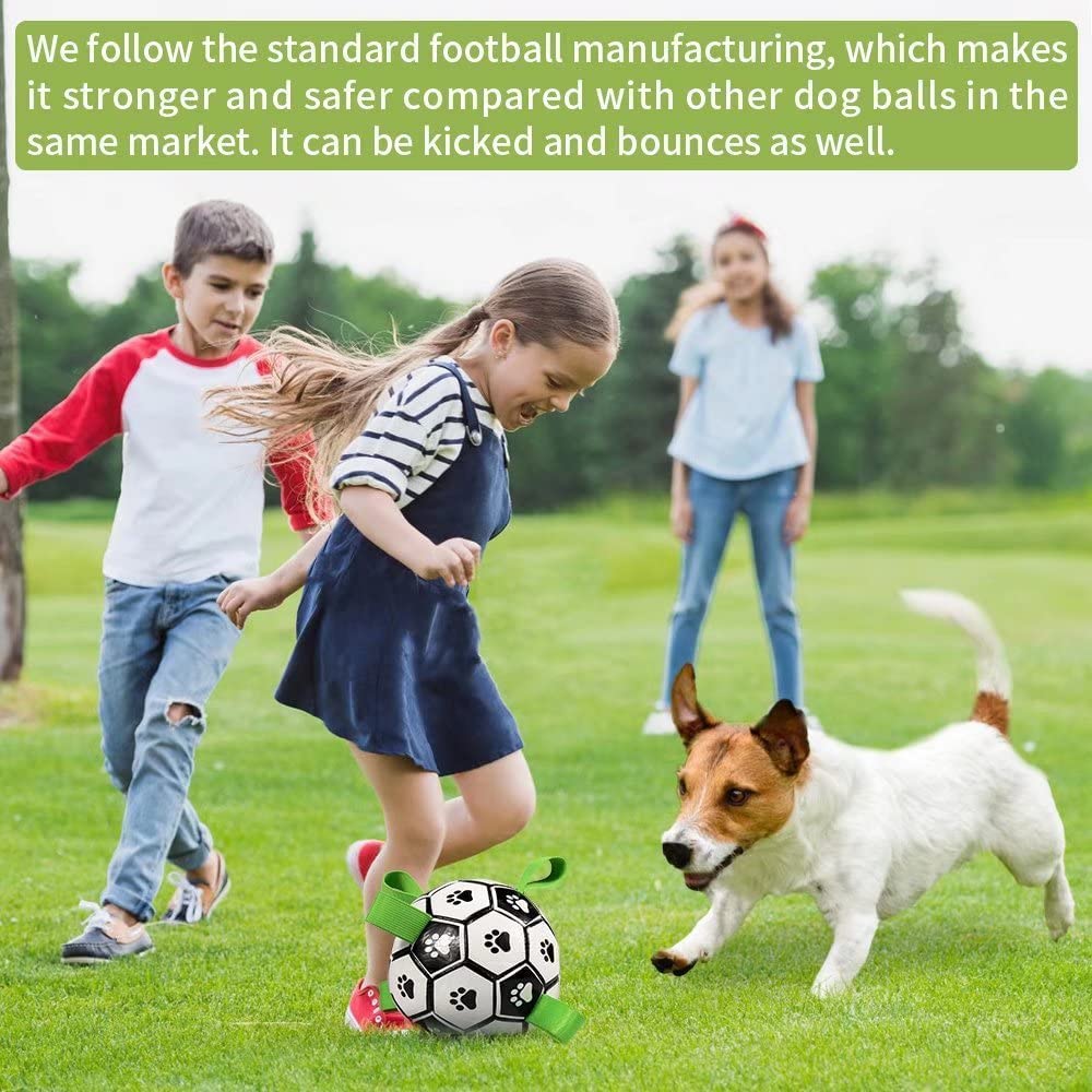 QDAN Dog Toys Soccer Ball with Straps, Interactive for