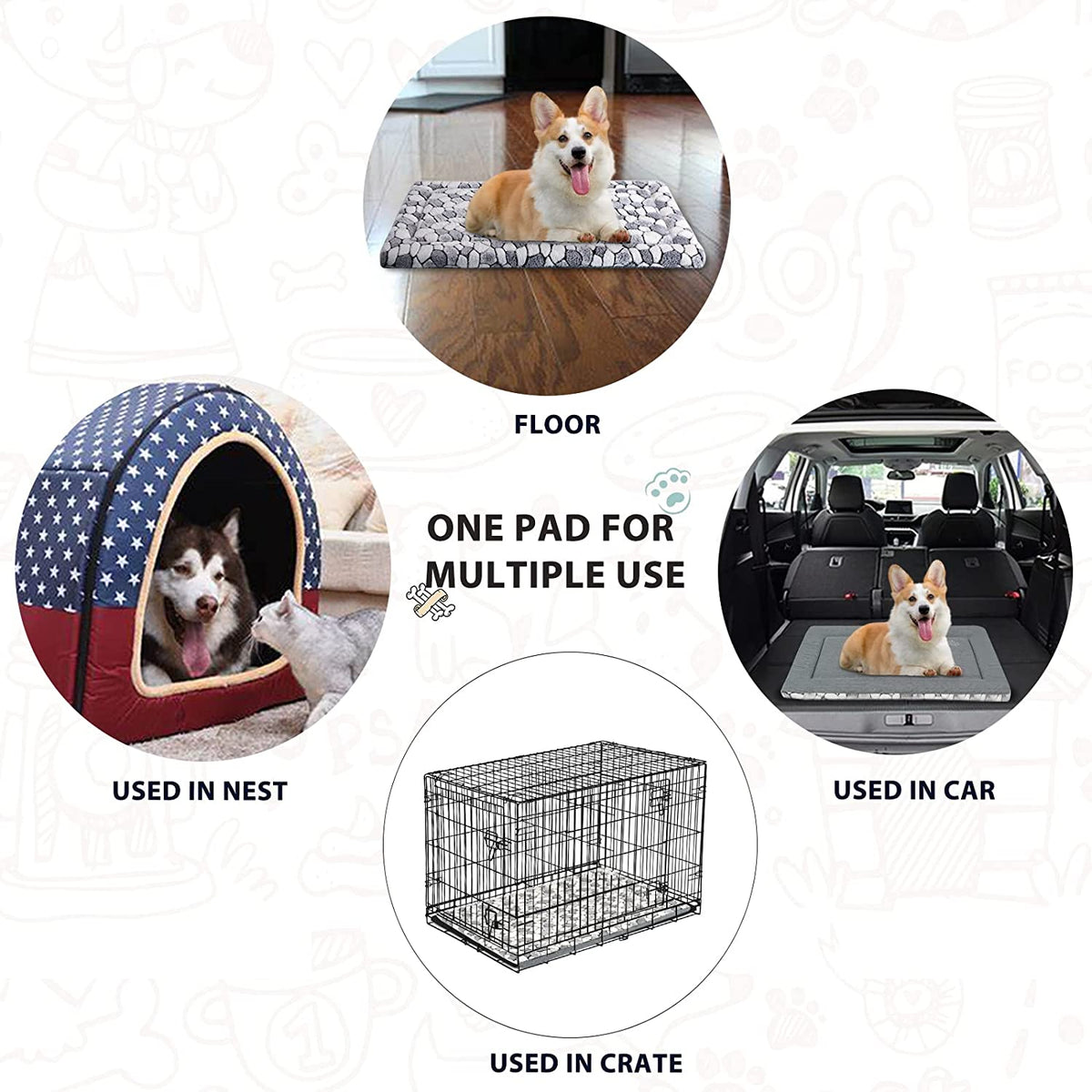 VANKEAN Dog Crate Pad Bed Mat Reversible (Warm &