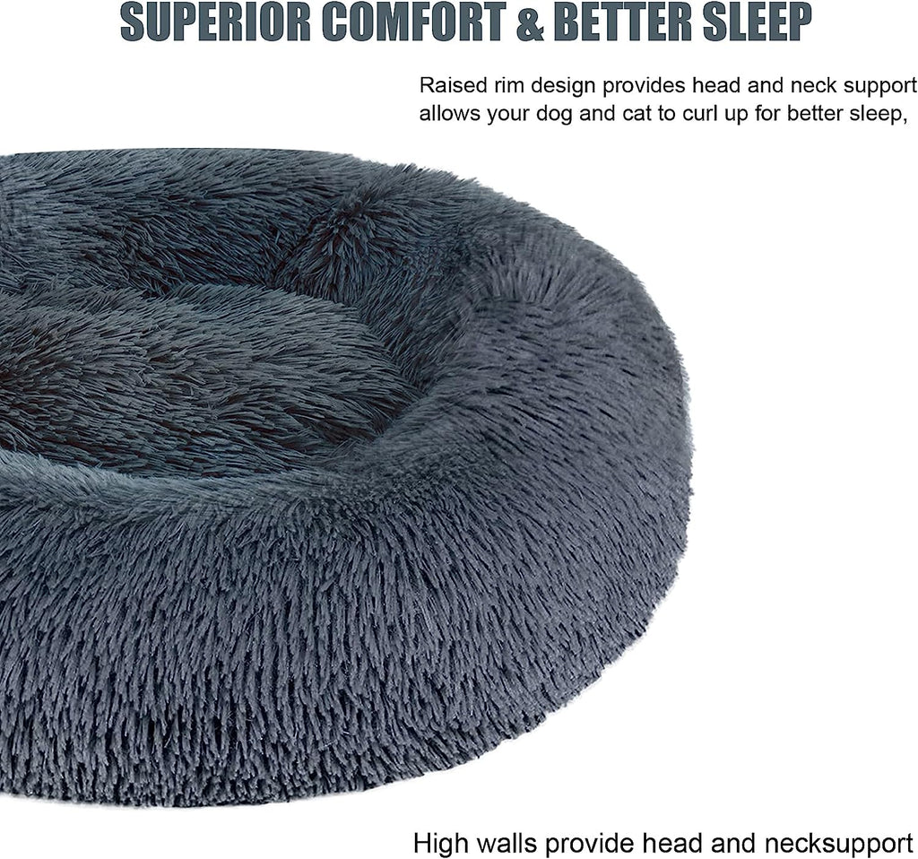 Calming Dog Bed Cat Bed, Washable Round Bed - 23/30/36