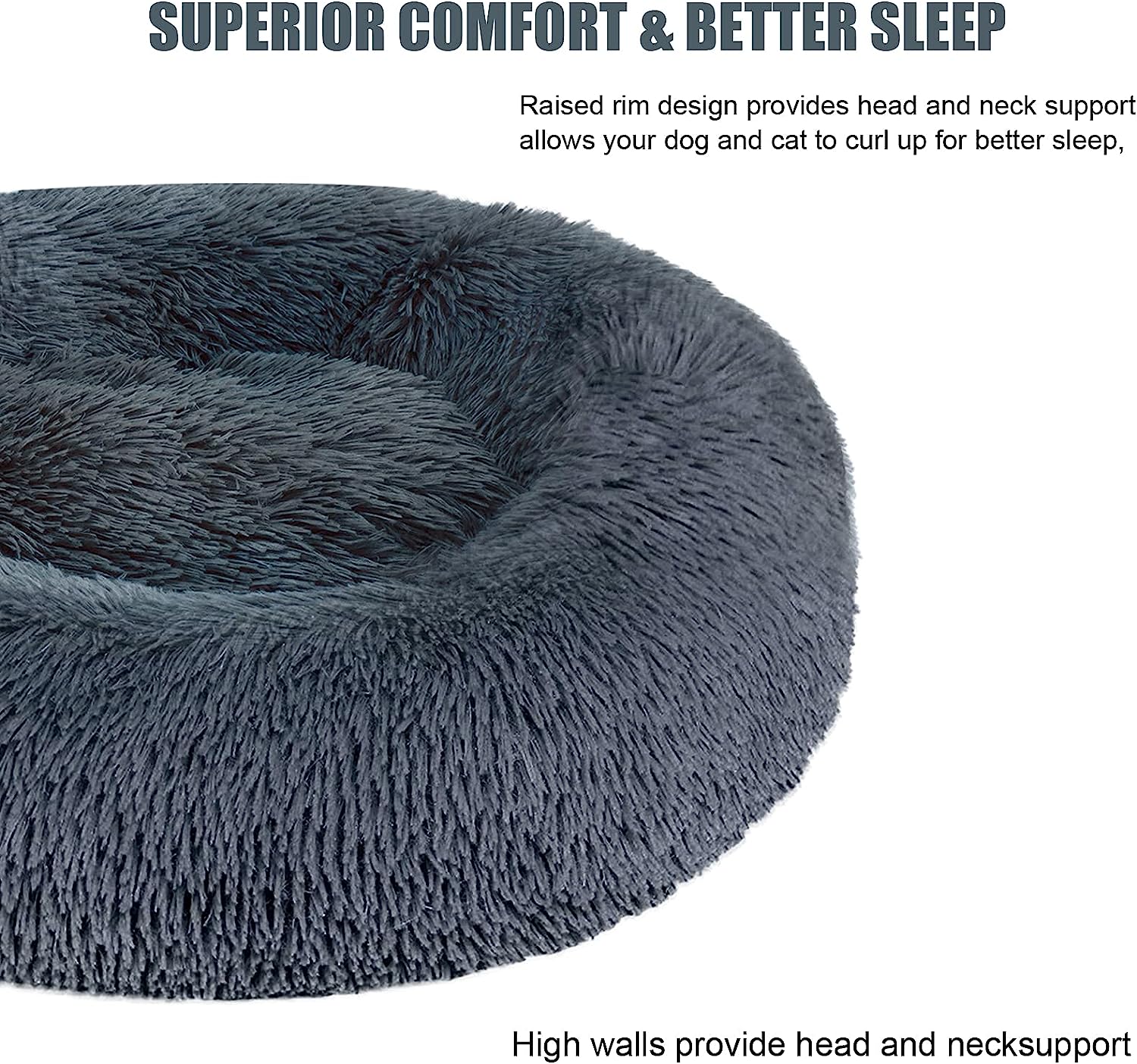 Calming Dog Bed Cat Bed, Washable Round Bed - 23/30/36