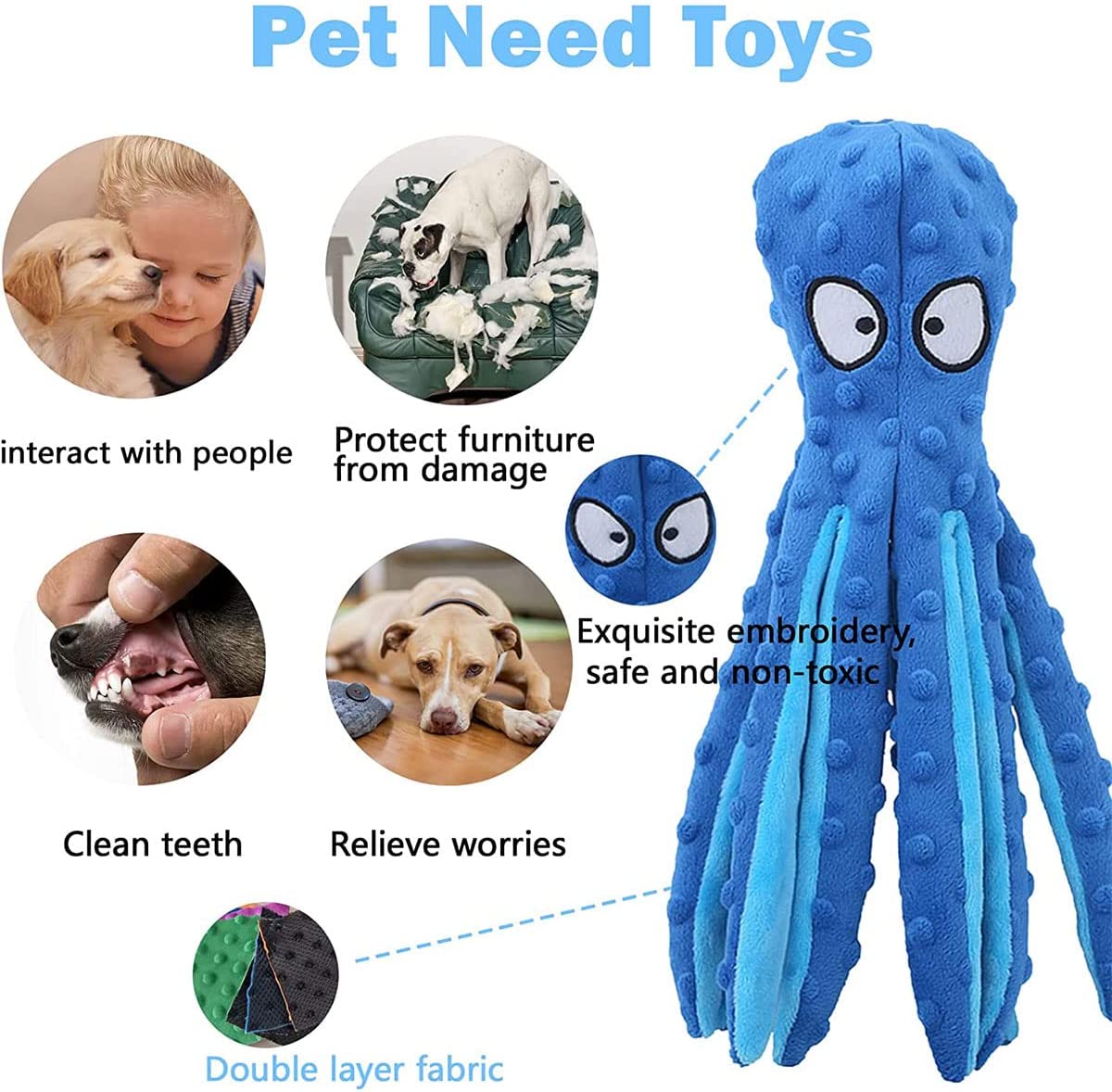OKVSKO Dog Squeaky Toys Plush Chew Toy Crinkle No