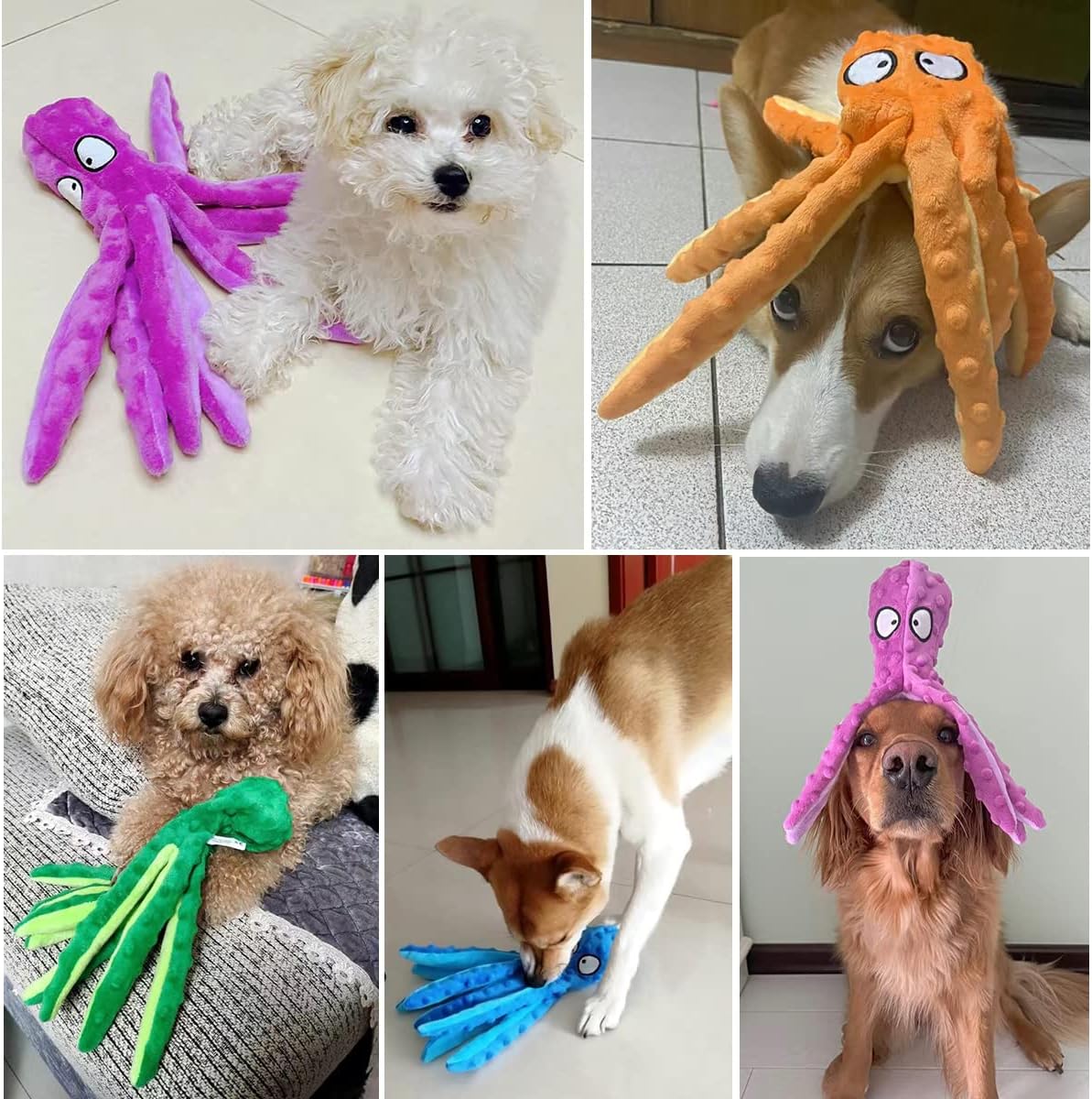 OKVSKO Dog Squeaky Toys Plush Chew Toy Crinkle No