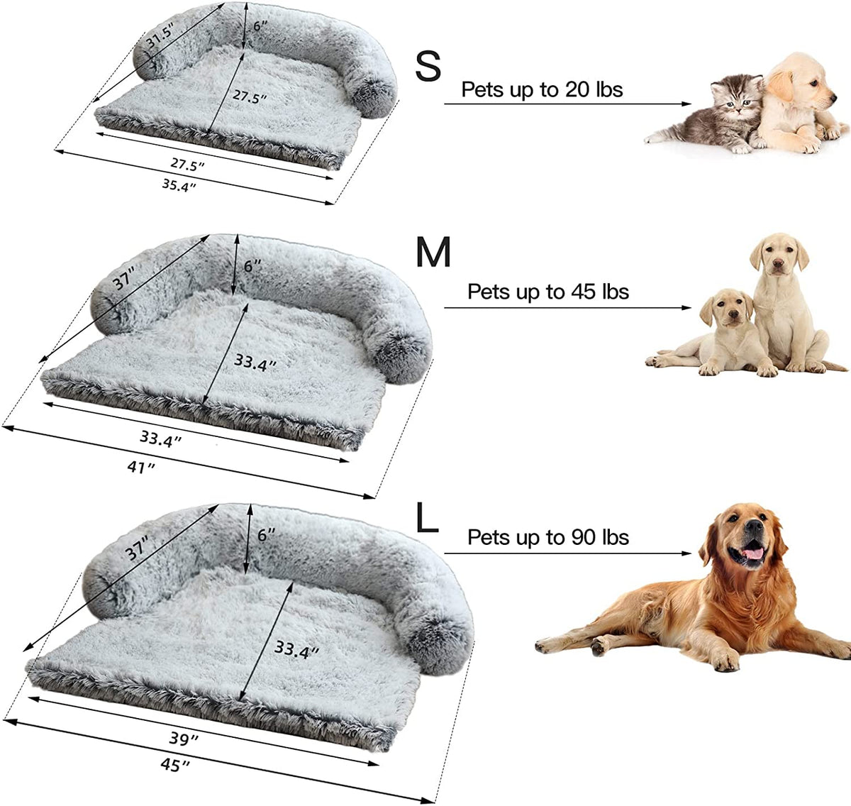 Calming Dog Bed Fluffy Plush Mat for Furniture
