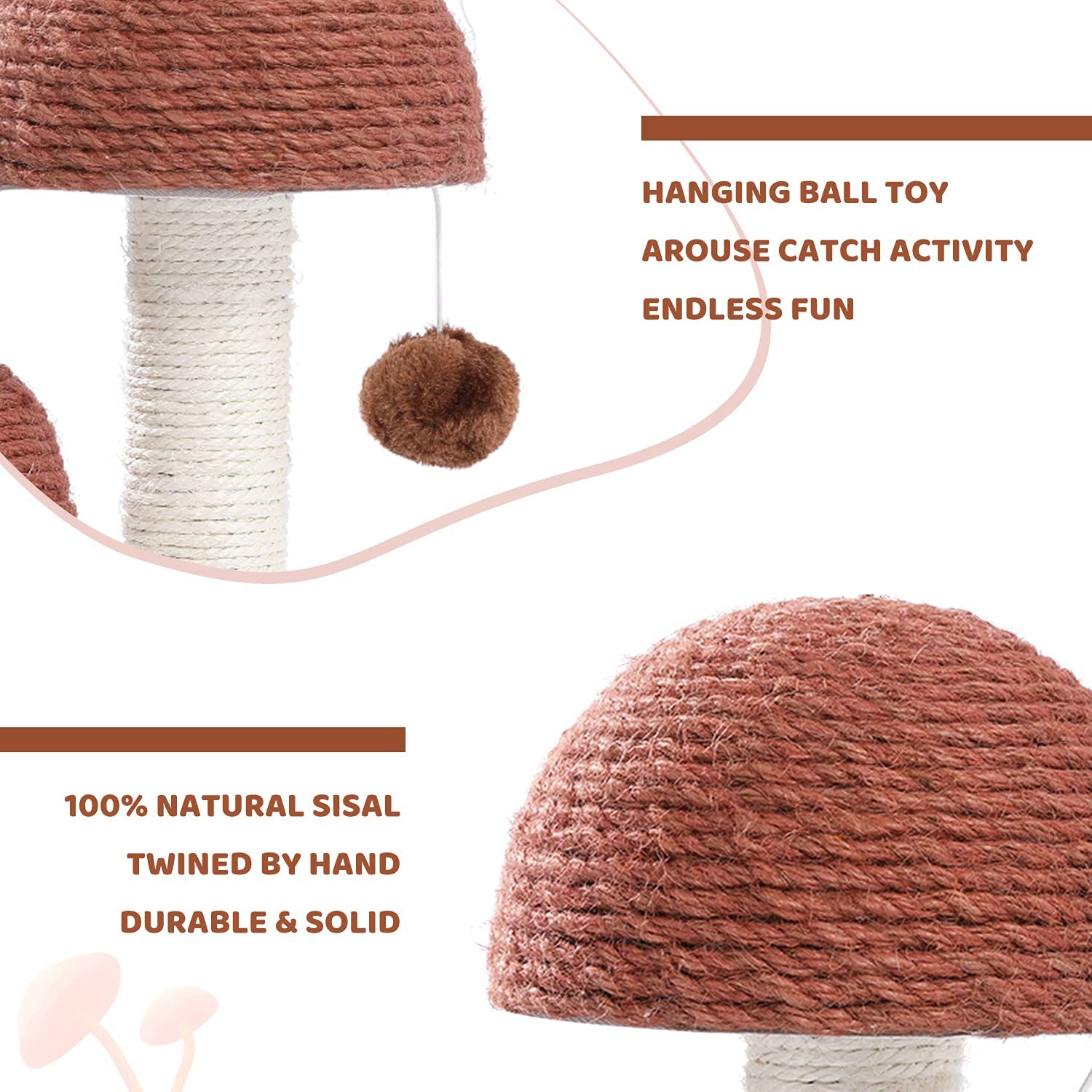 PETEPELA Cat Scratching Post, Mushroom Tall Cat