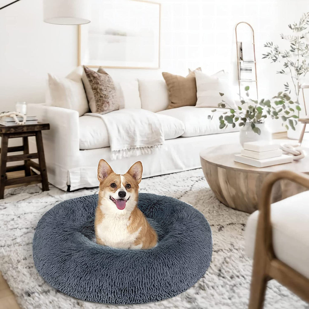 Calming Dog Bed Cat Bed, Washable Round Bed - 23/30/36