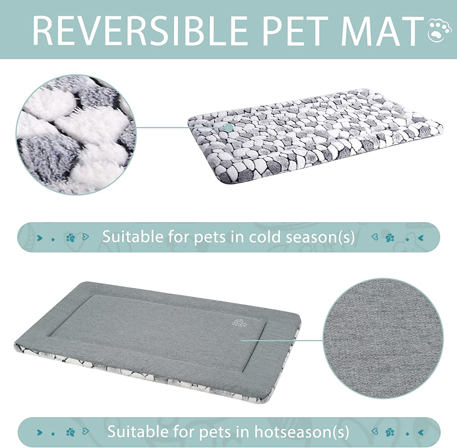 VANKEAN Dog Crate Pad Bed Mat Reversible (Warm &