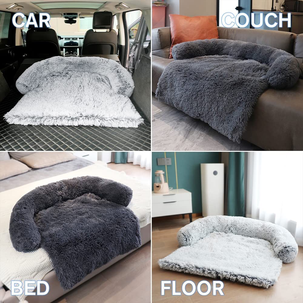 Calming Dog Bed Fluffy Plush Mat for Furniture