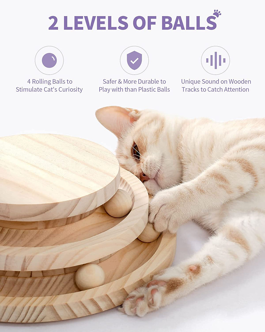 Made4Pets Cat Scratching Post Cat Scratcher Toy Wooden