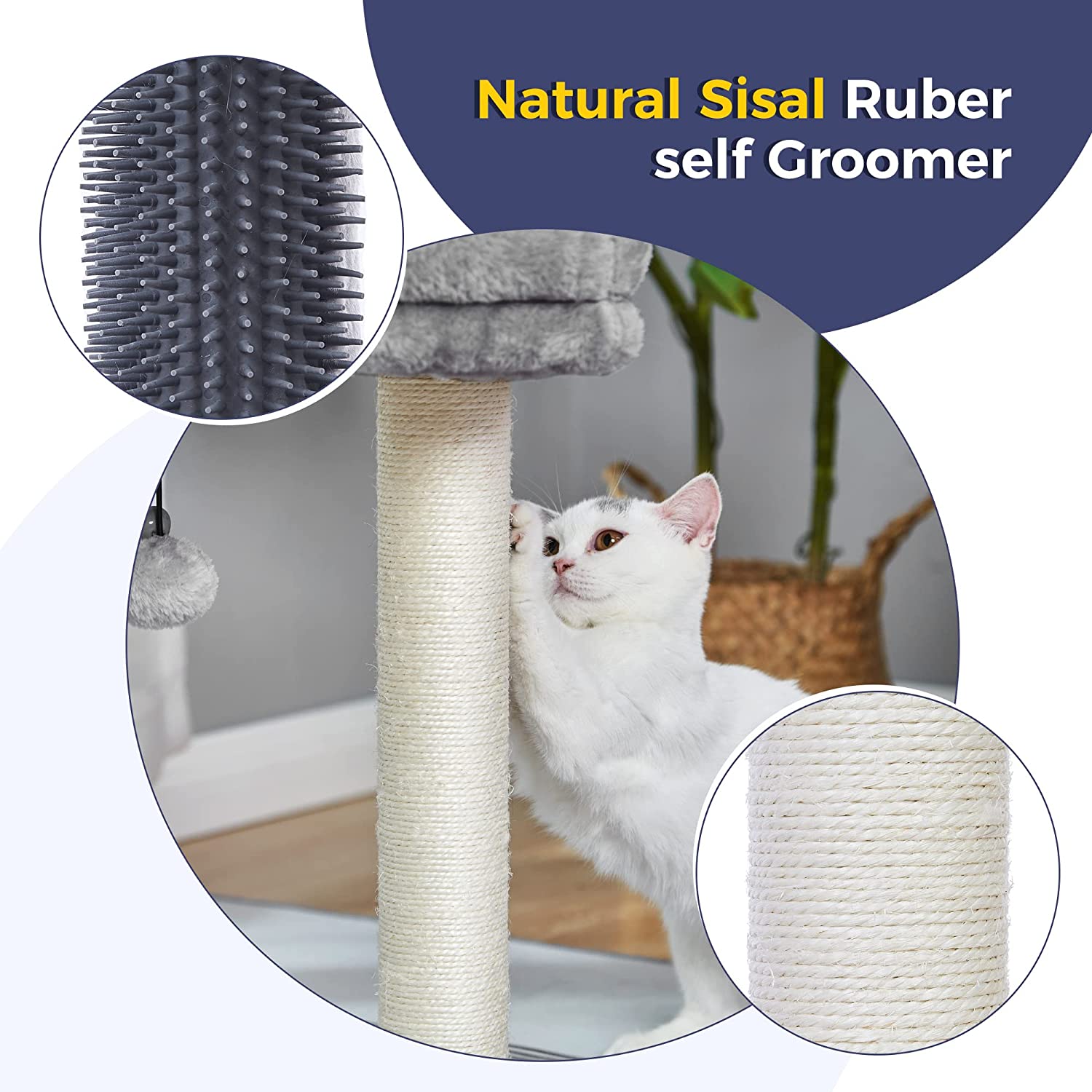 MeowSir Cat Tree 4 in 1 Cat Scratching Post Featuring