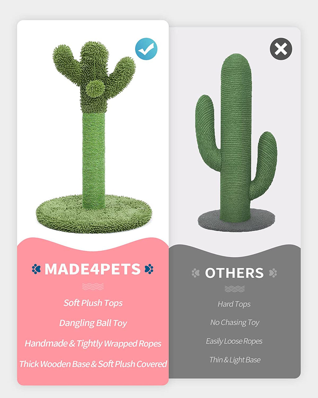 Made4Pets Cat Scratching Post, Cactus Cat Scratcher