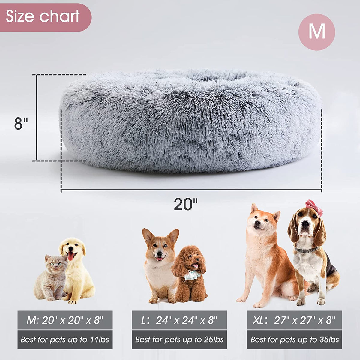 Calming Dog & Cat Bed, Anti-Anxiety Donut Cuddler