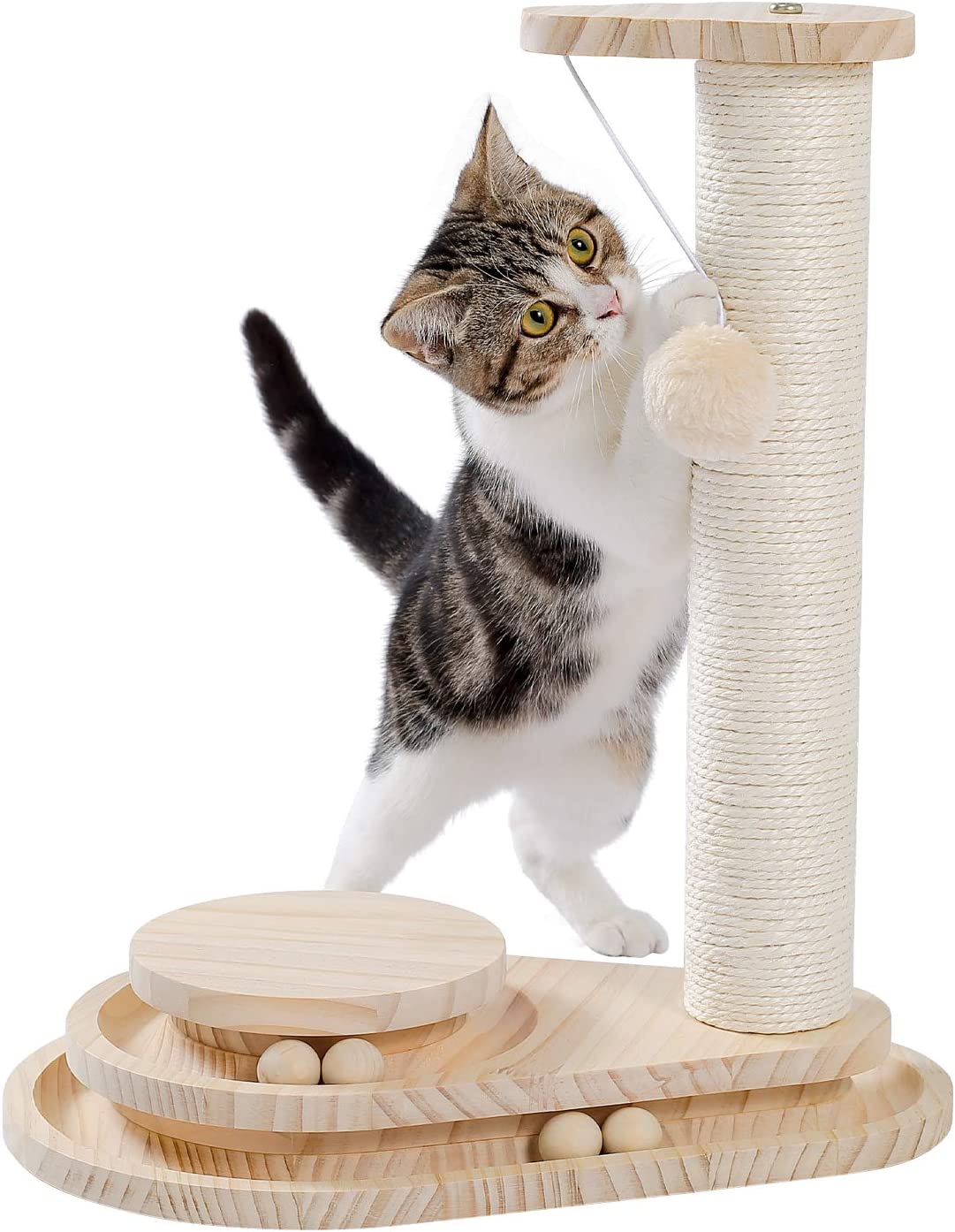 Made4Pets Cat Scratching Post Cat Scratcher Toy Wooden
