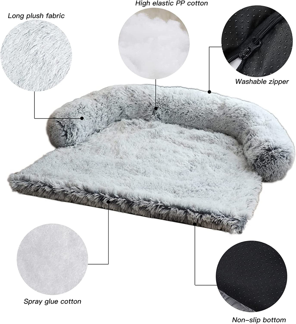 Calming Dog Bed Fluffy Plush Mat for Furniture