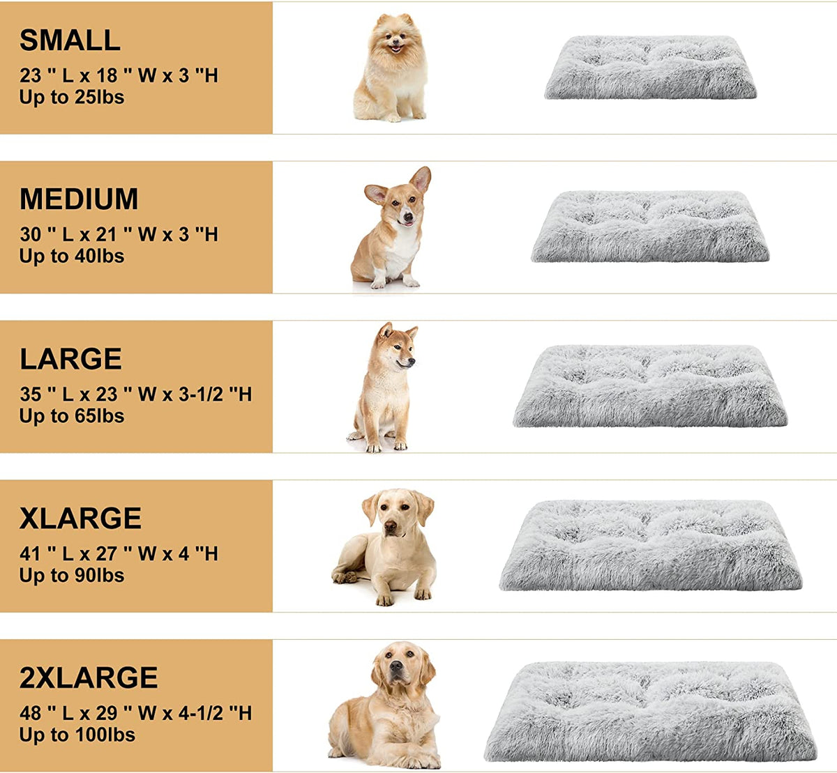 BFPETHOME Dog Beds for Large Dogs, Plush Crate Bed