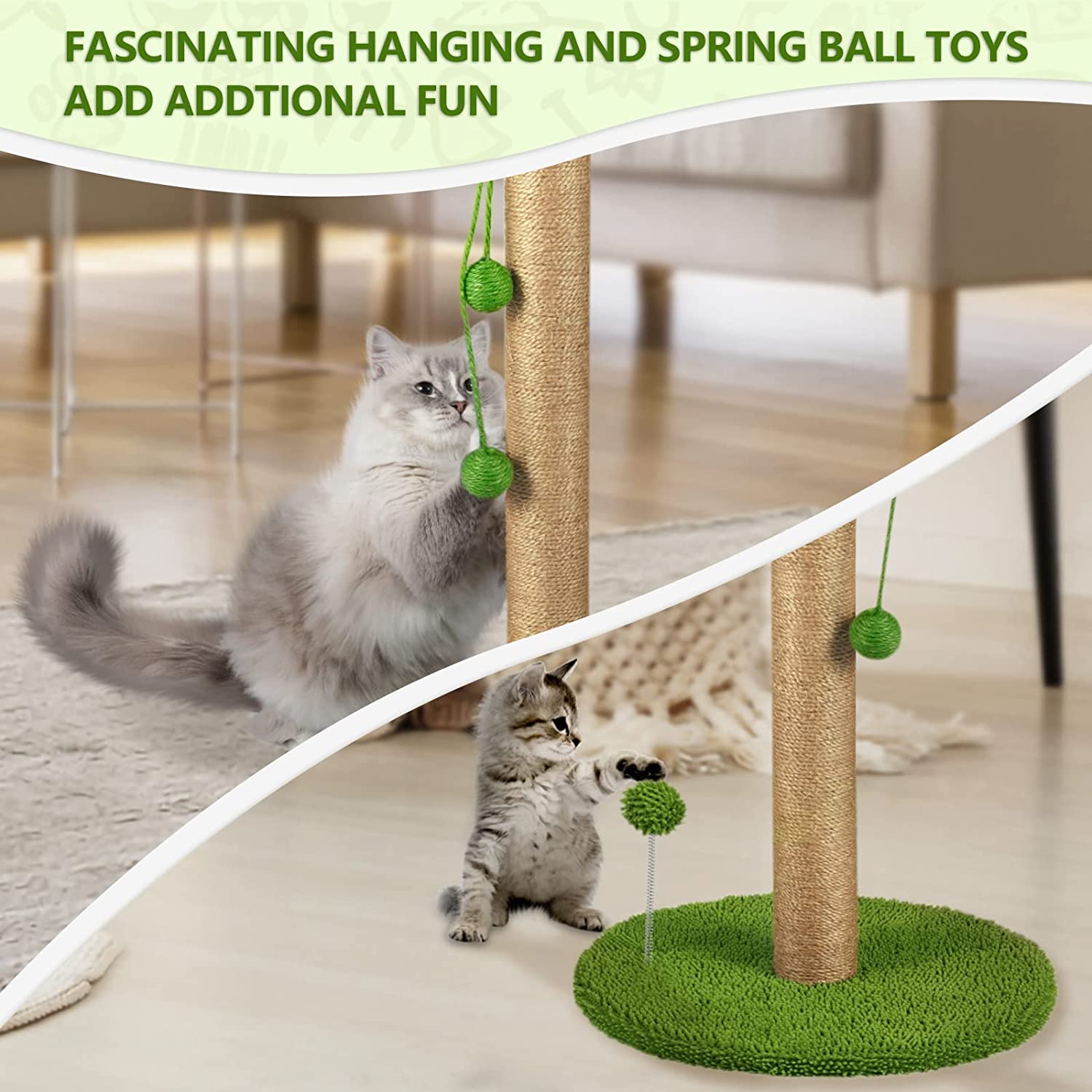 Dohump Cat Scratching Post, 31" Tall Scratch Tree with