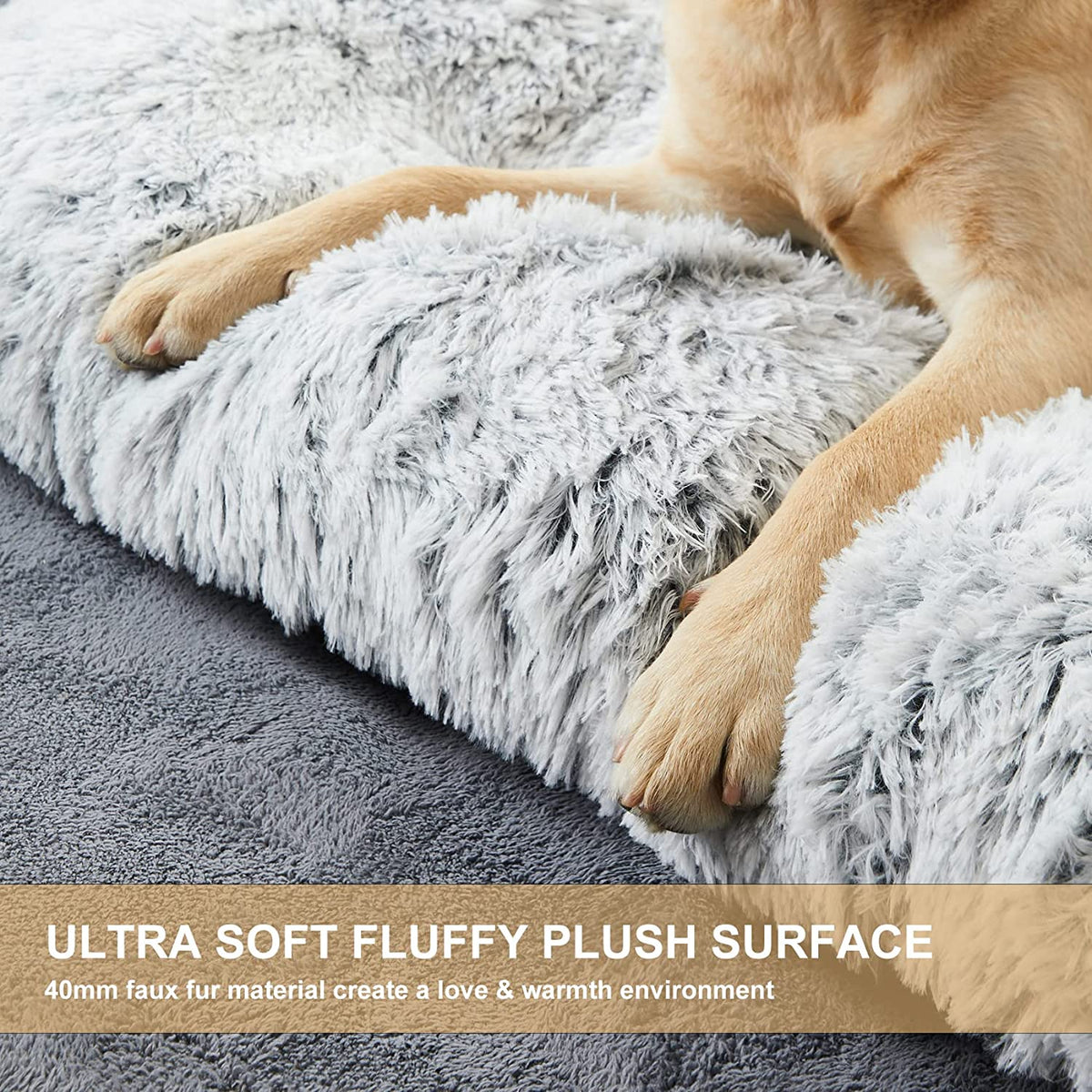 BFPETHOME Dog Beds for Large Dogs, Plush Crate Bed