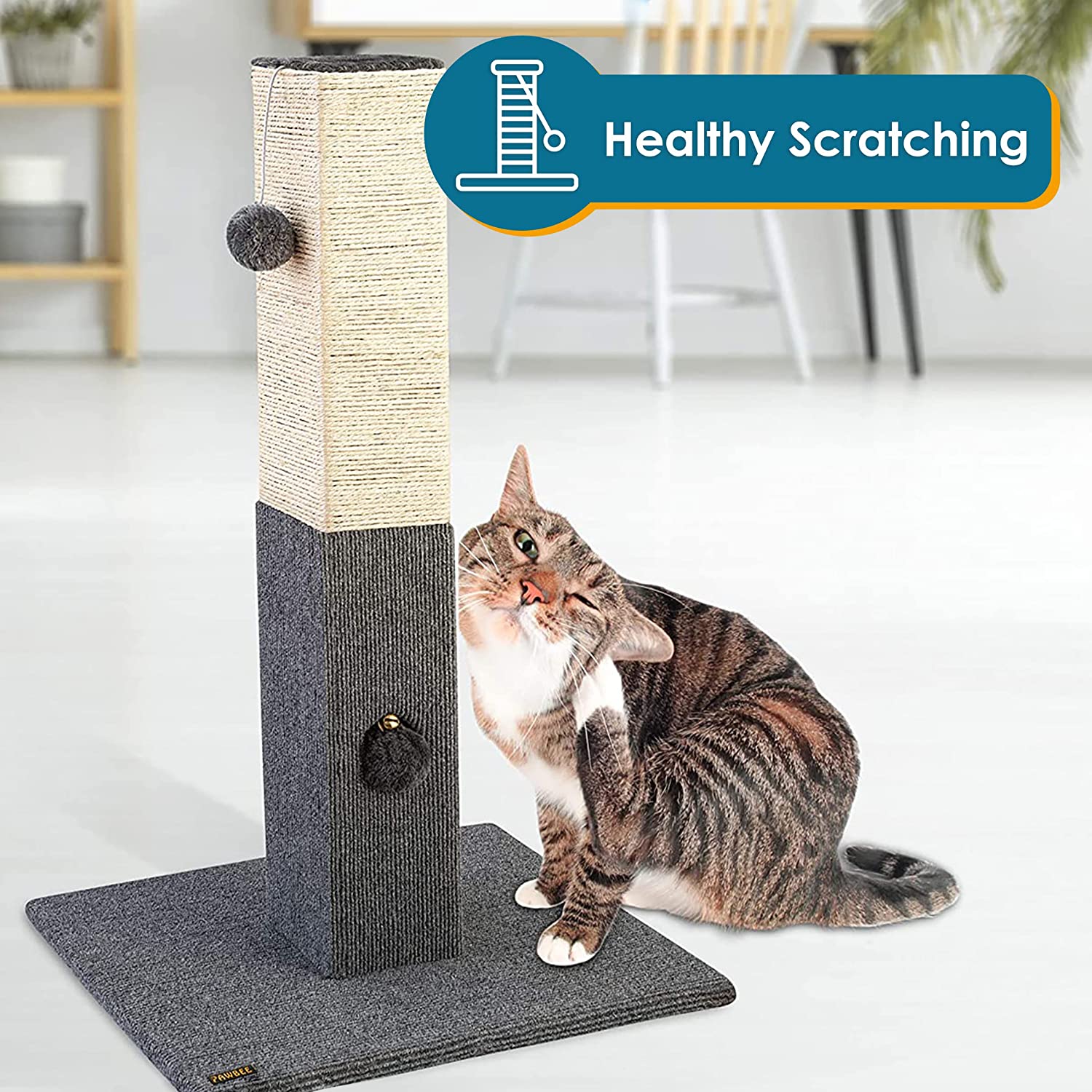 PAWBEE - 32" Cat Scratching Post - Tall Cat Scratching