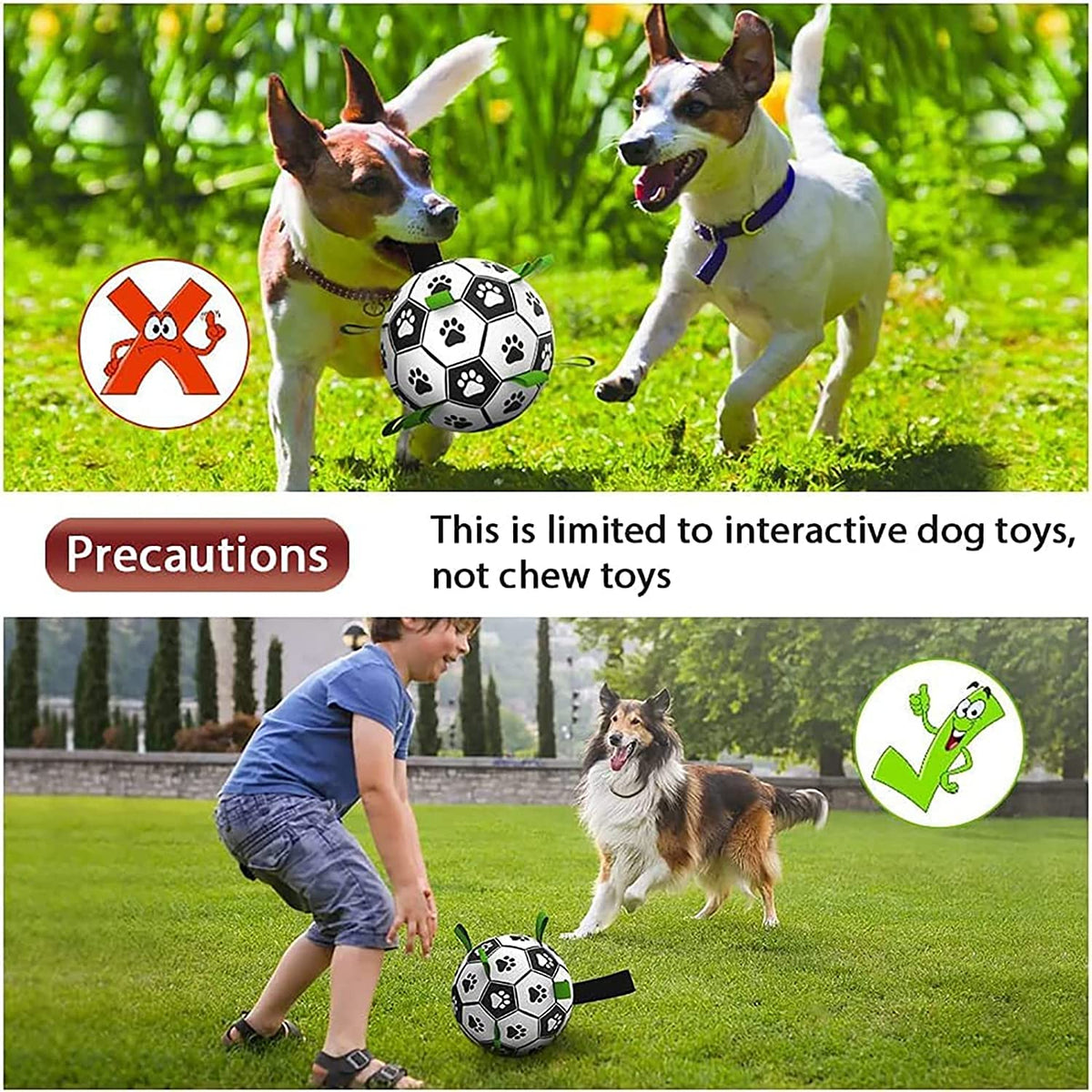QDAN Dog Toys Soccer Ball with Straps, Interactive for