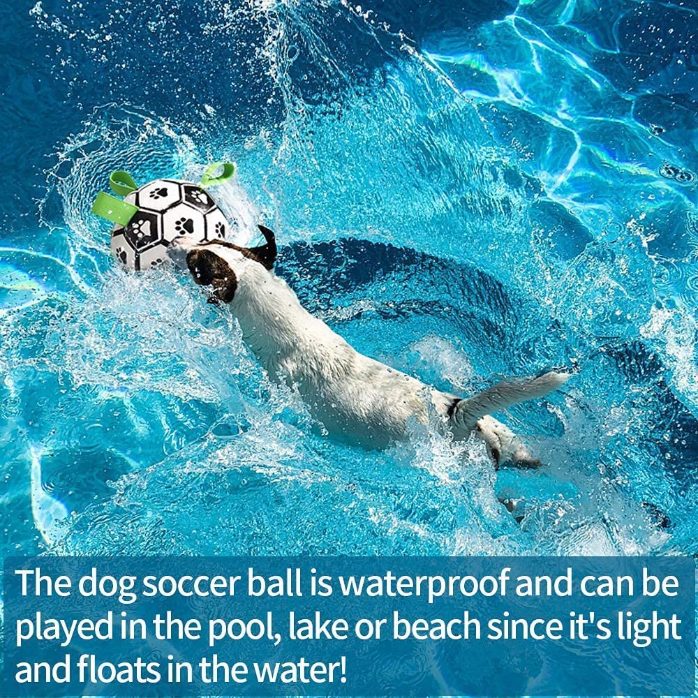 QDAN Dog Toys Soccer Ball with Straps, Interactive for