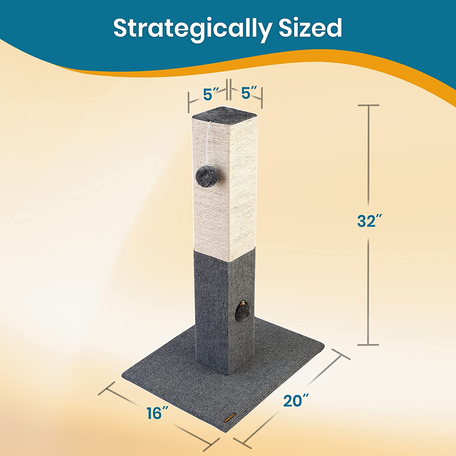 PAWBEE - 32" Cat Scratching Post - Tall Cat Scratching
