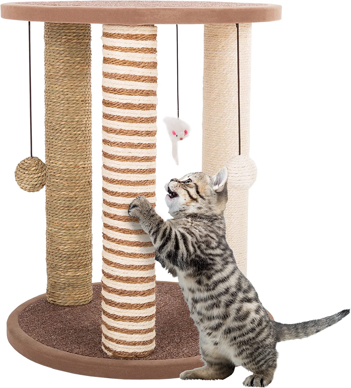 Cat Scratching Post - 3 Scratcher Posts with Carpeted