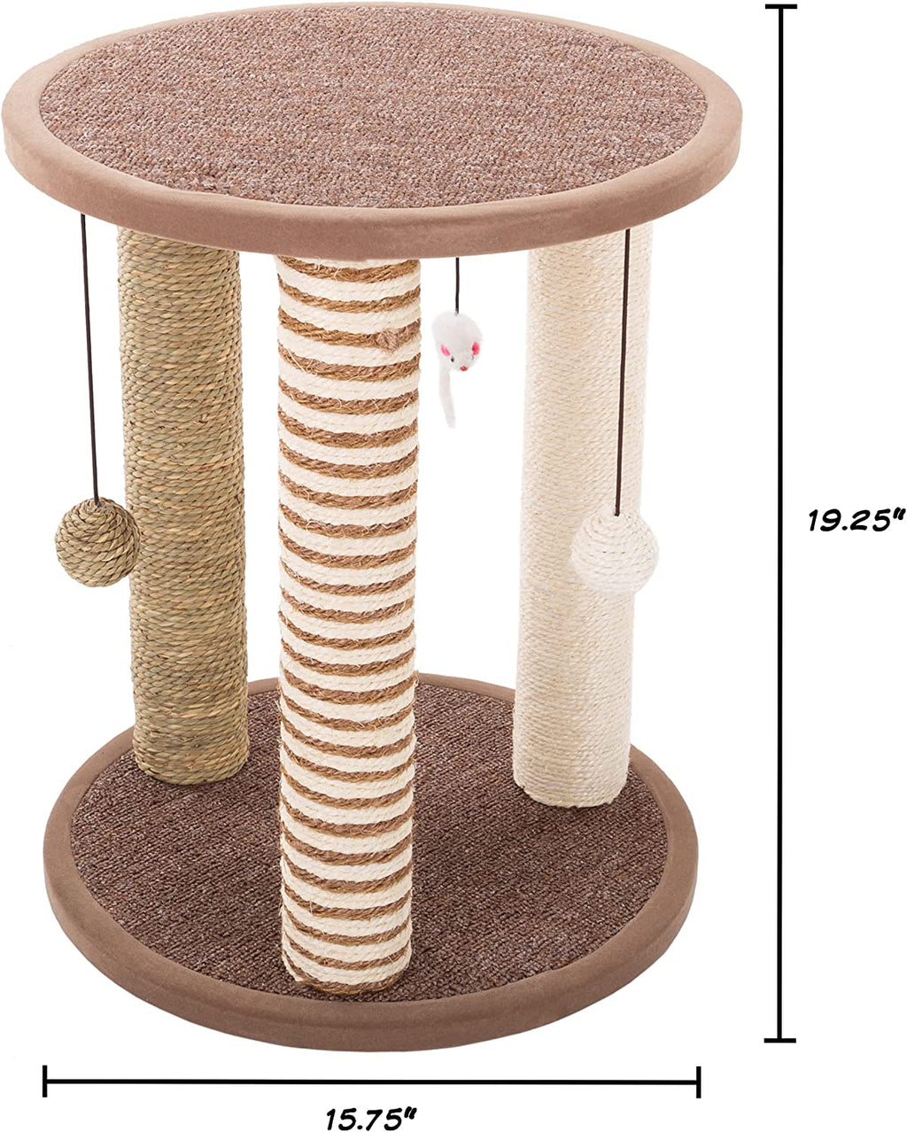 Cat Scratching Post - 3 Scratcher Posts with Carpeted
