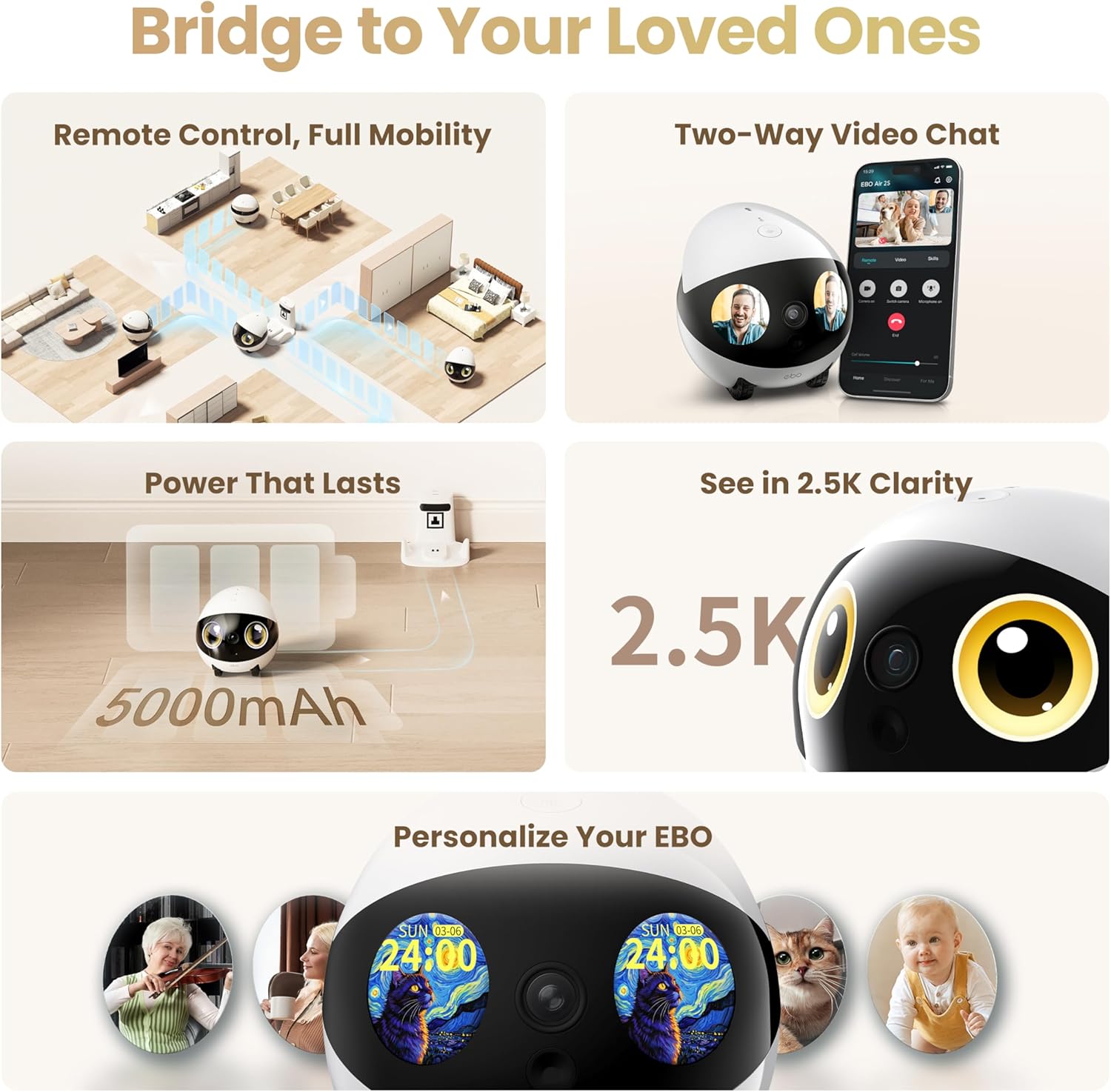 Enabot EBO Air 2S FamilyBot Home Robot Camera
