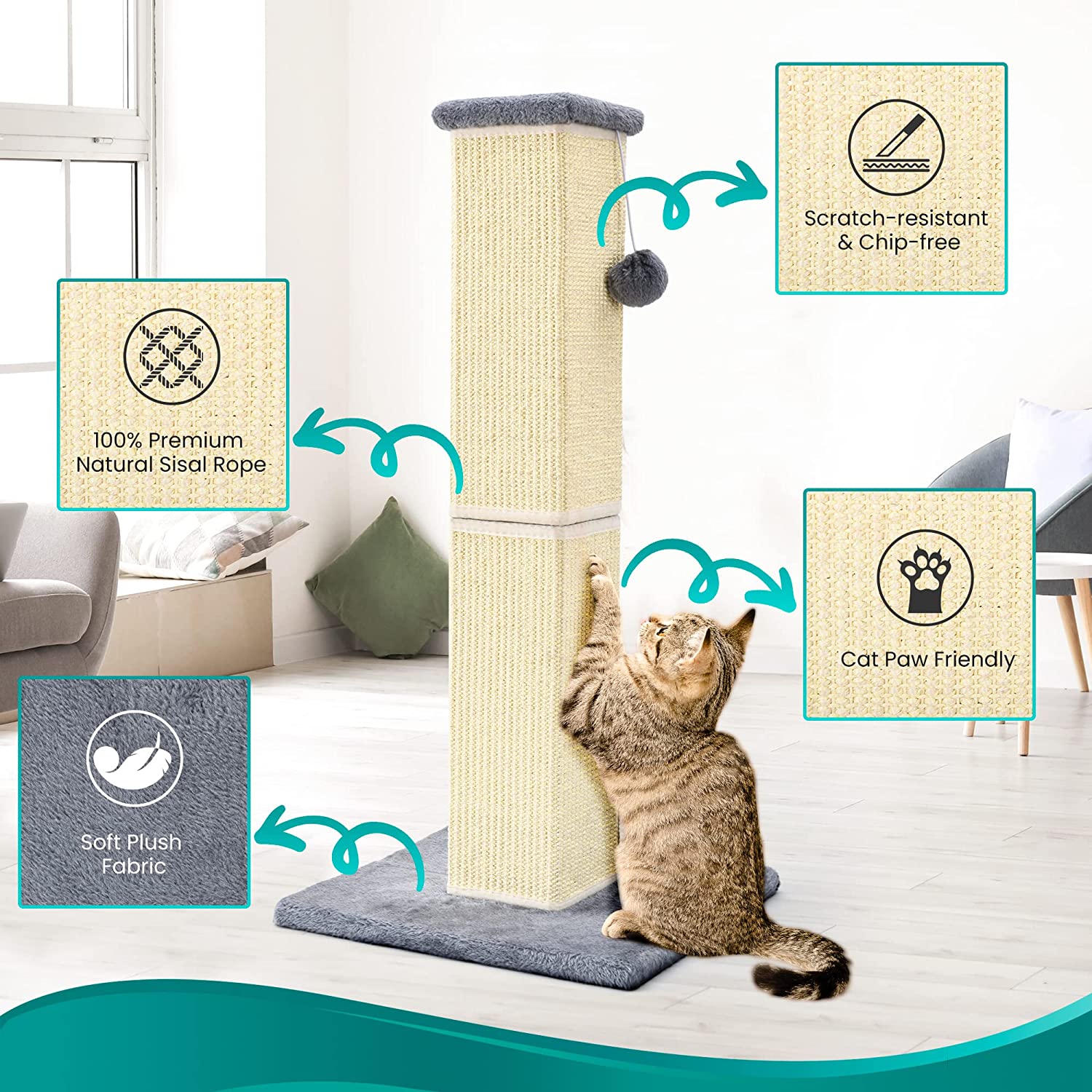YULOYI Cat Scratching Post 32 Inch for Indoor Large