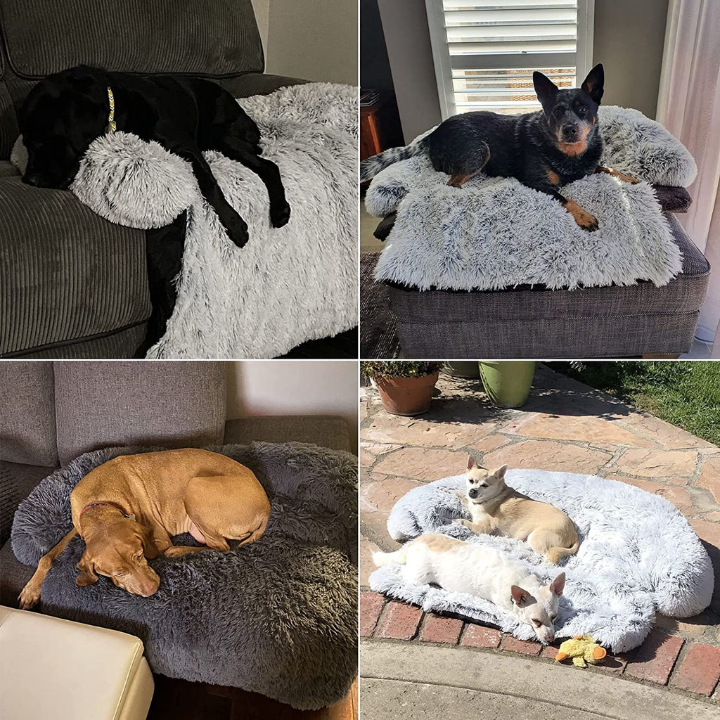 Calming Dog Bed Fluffy Plush Mat for Furniture