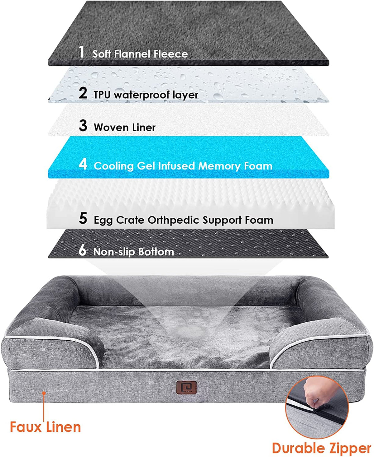 EHEYCIGA Memory Foam Large Dog Bed with Sides,
