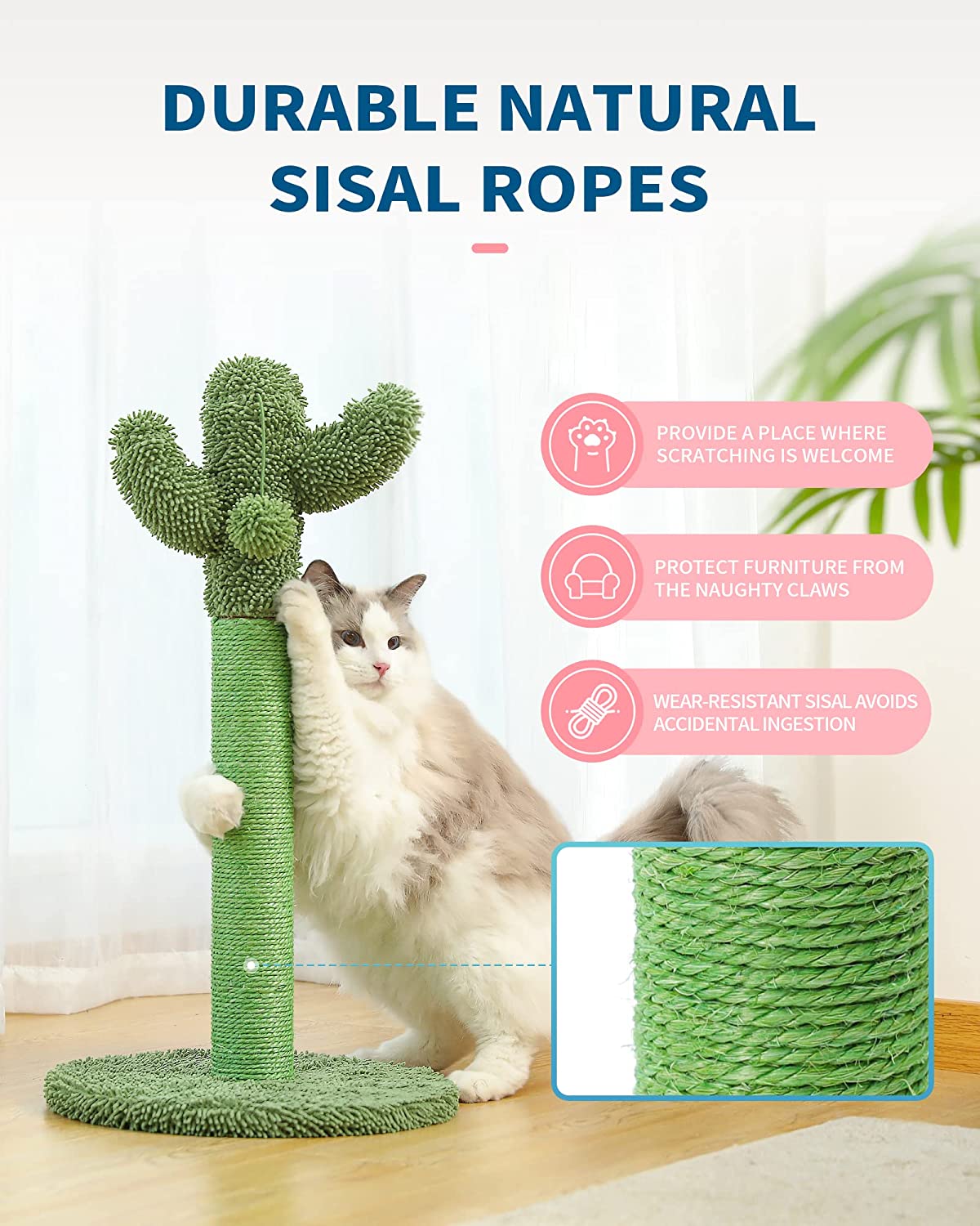 Made4Pets Cat Scratching Post, Cactus Cat Scratcher