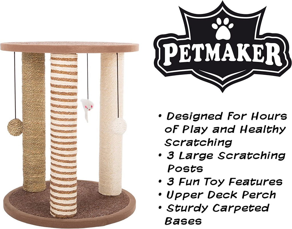 Cat Scratching Post - 3 Scratcher Posts with Carpeted