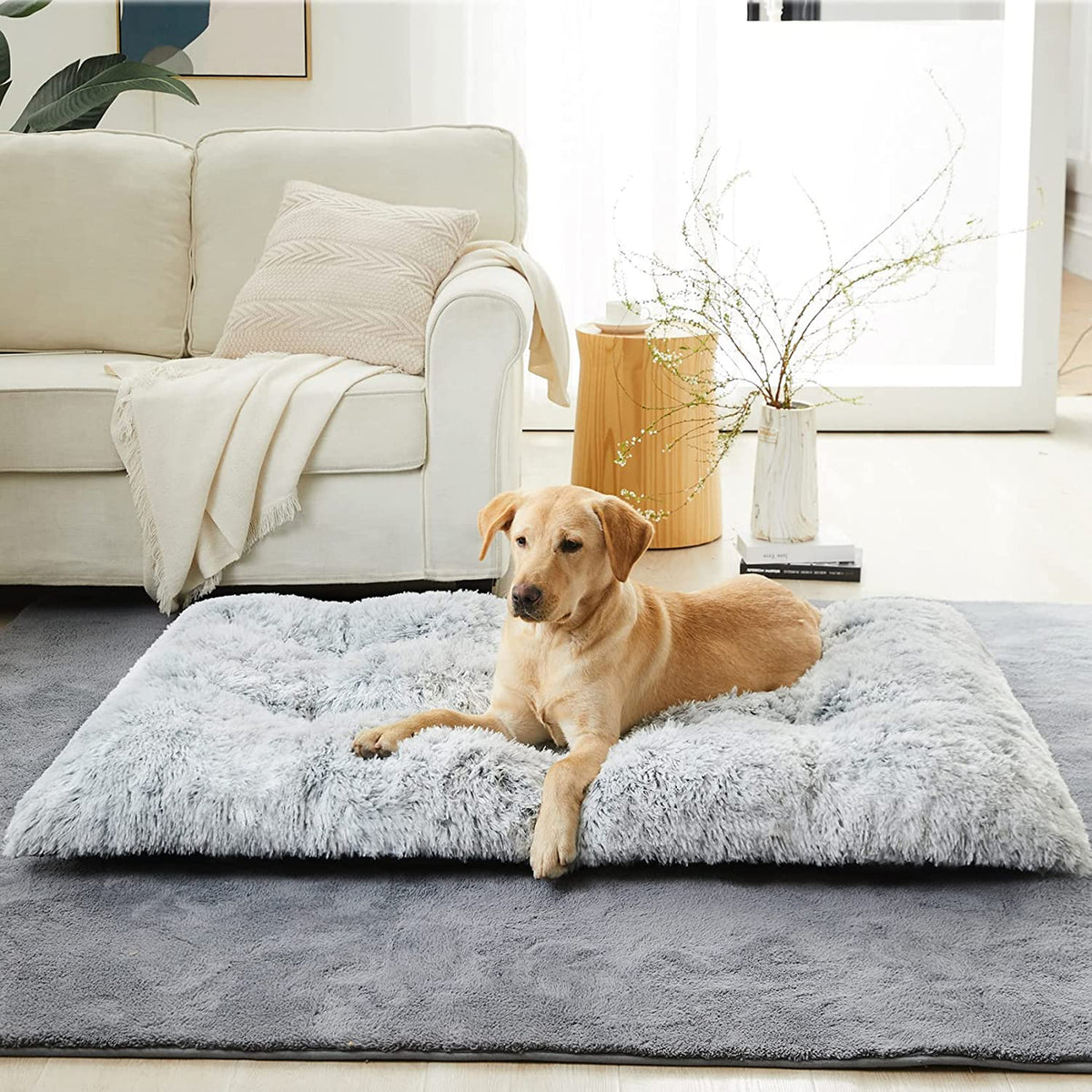 BFPETHOME Dog Beds for Large Dogs, Plush Crate Bed