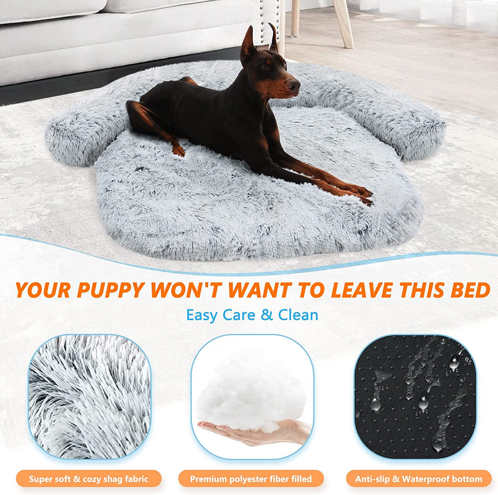 Auvce Fluffy Calming Large Dog Bed Deluxe Anti-Anxiety