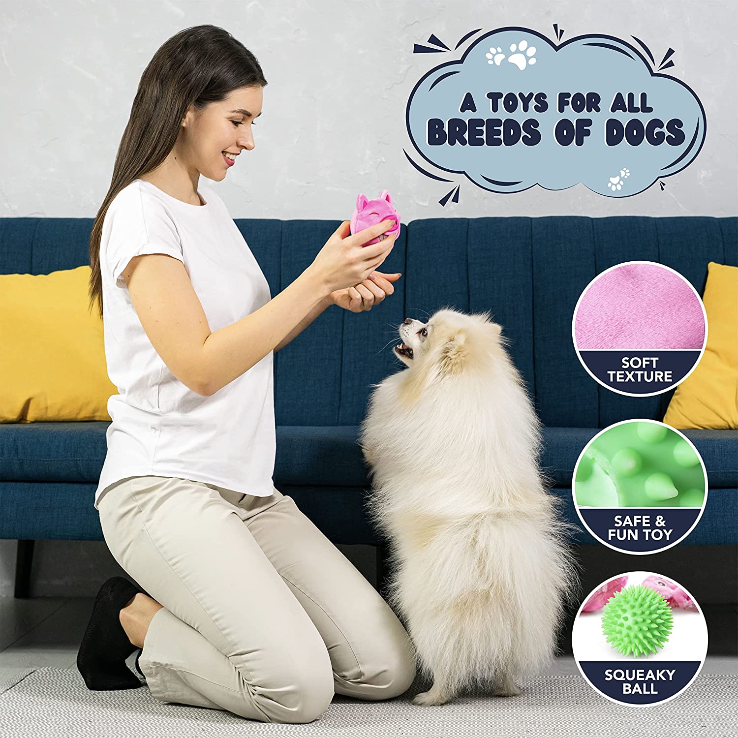 ZENAPOKI Dog Toys for Aggressive Chewers (3in1) -